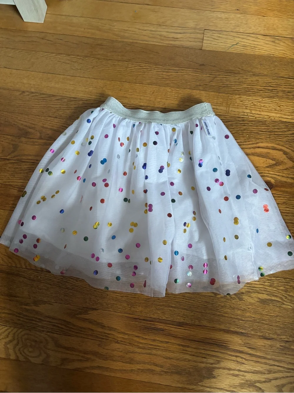 Sparkle Dot White Tulle Skirt for Girls
